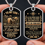 Custom Name Father Son Inspirational Gifts - Personalized Dog Tag Necklace