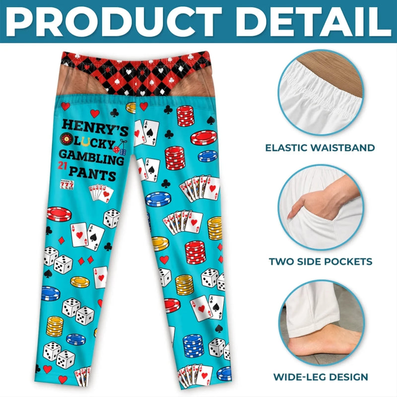 Custom Name Casino Poker Gifts for Couples - Personalized Pajama Pants