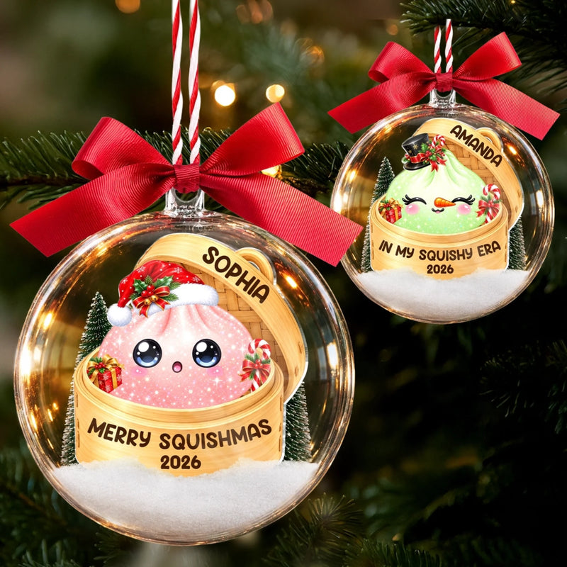 Custom Name Christmas Squishy Gifts - Personalized 3D Acrylic Ball Ornament