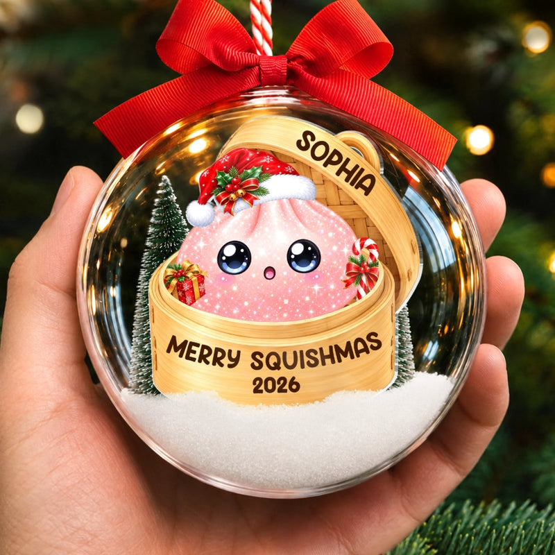 Custom Name Christmas Squishy Gifts - Personalized 3D Acrylic Ball Ornament