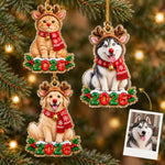 Custom Reindeer Pet Photo Christmas Keepsake - Personalized Acrylic Ornament