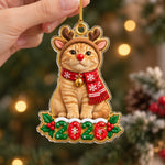 Custom Reindeer Pet Photo Christmas Keepsake - Personalized Acrylic Ornament