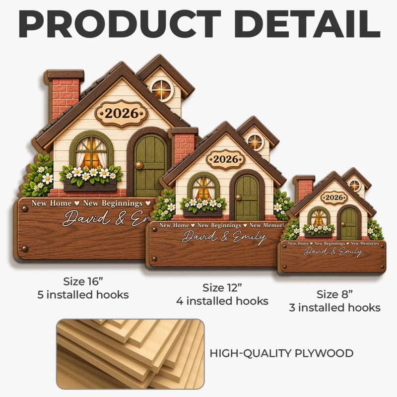 Custom New Home Name Gifts - Personalized Wooden Key Holder
