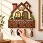 Custom New Home Name Gifts - Personalized Wooden Key Holder