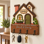 Custom New Home Name Gifts - Personalized Wooden Key Holder