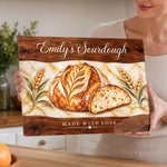 Custom Name Sourdough Bread Gifts For Bakers - Personalized Glass Cutting Board