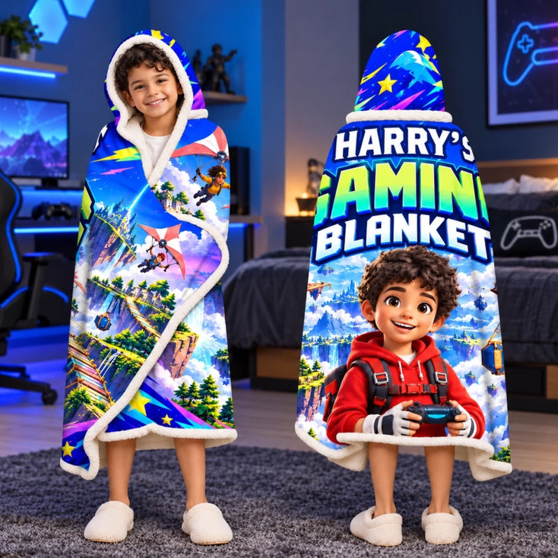 Custom Photo Fantasy Gamer Gifts For Kids - Personalized Snuggle Blanket