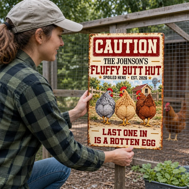 Custom Name Chicken Coop Humor Gifts for Hen Lovers - Personalized Metal Sign