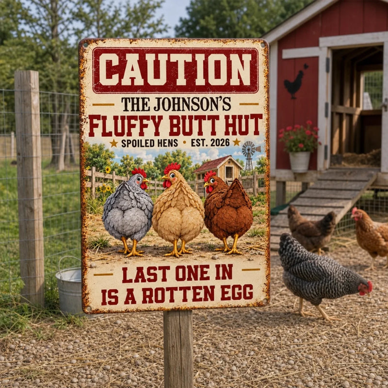 Custom Name Chicken Coop Humor Gifts for Hen Lovers - Personalized Metal Sign