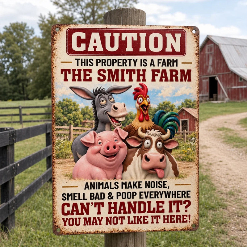 Custom Funny Farm Animal Warning Gifts - Personalized Metal Sign