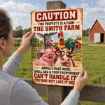 Custom Funny Farm Animal Warning Gifts - Personalized Metal Sign