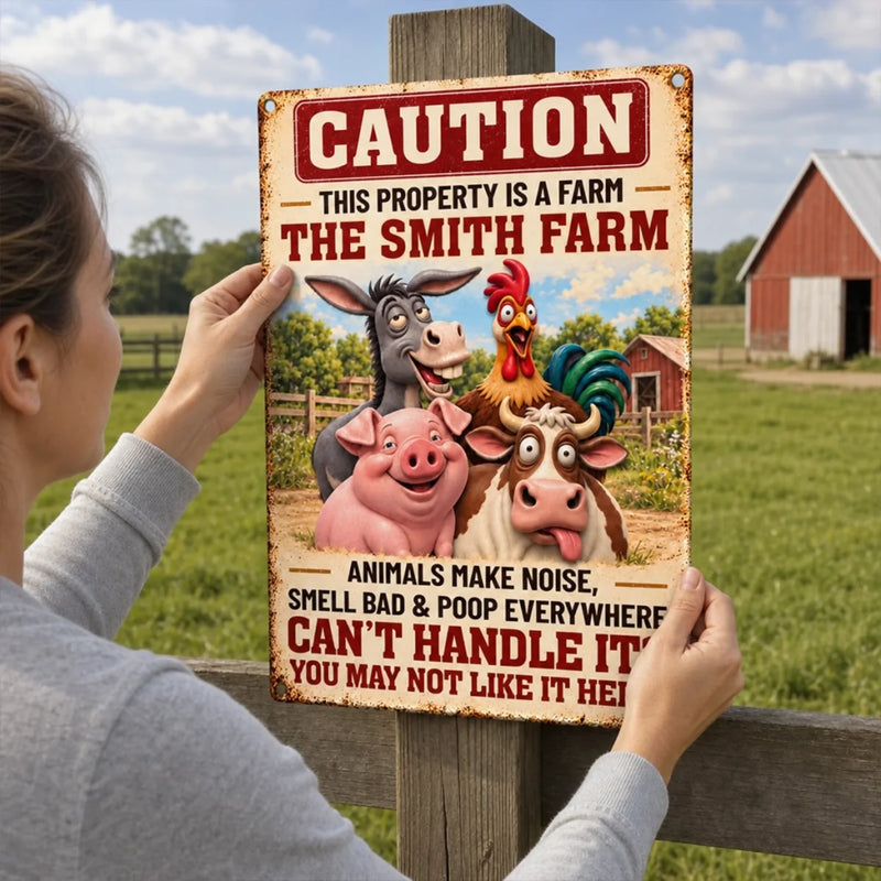 Custom Funny Farm Animal Warning Gifts - Personalized Metal Sign