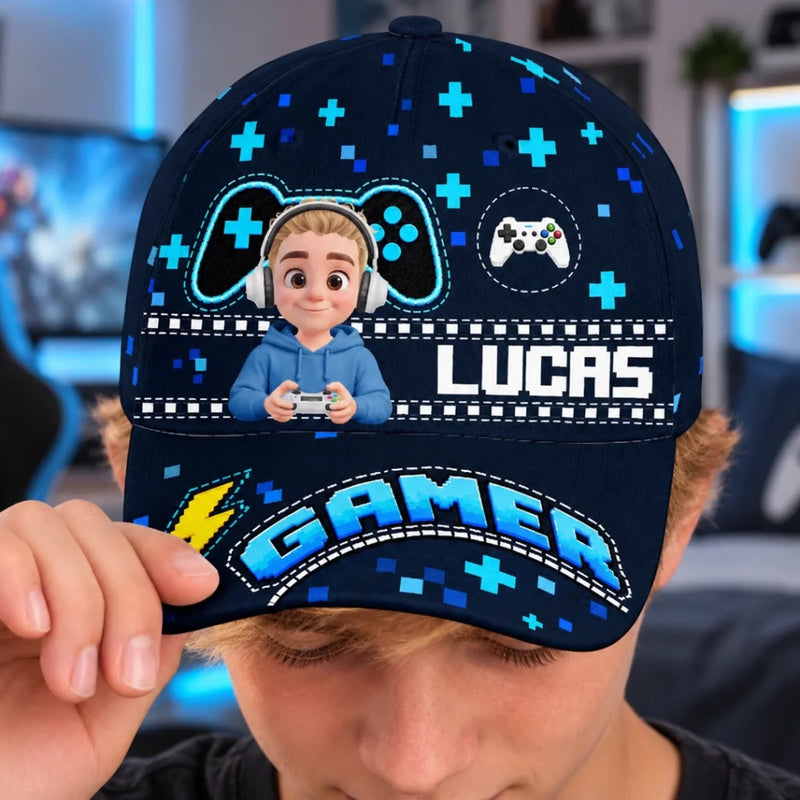 Custom Name Gamer Gifts for Kids - Personalized Classic Cap