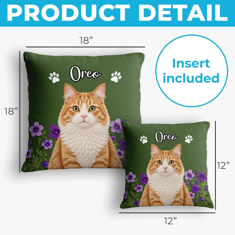 Custom Pet Photo and Name Floral Gifts for Dog and Cat Lovers - Personalized Pillow