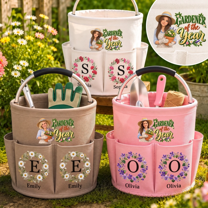 Custom Photo Gardener of the Year Gifts for Gardeners - Personalized Tool Bag Trio