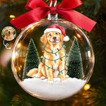 Custom Pet Photo Santa Hat Christmas Gifts For Dog And Cat Lovers - Personalized 3D Acrylic Ball Ornament