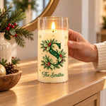 Custom Family Initial Christmas Decor for Families - Personalized LED Candle Light