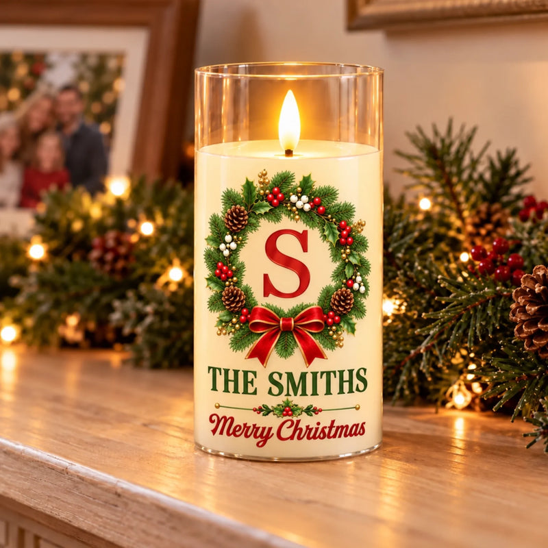 Custom Name Christmas Gifts for Families - Personalized LED Candle Light