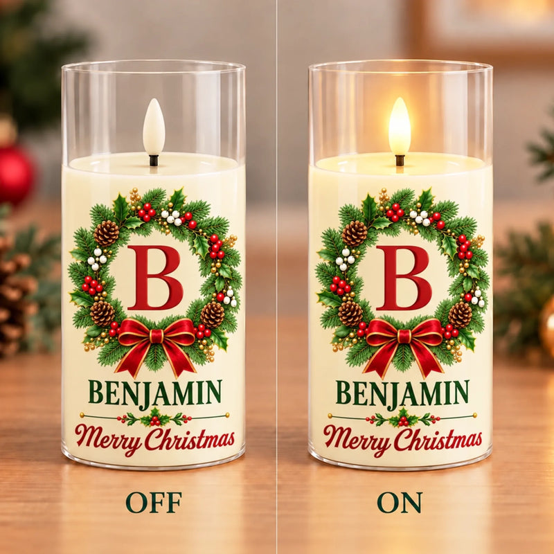 Custom Name Christmas Gifts for Families - Personalized LED Candle Light