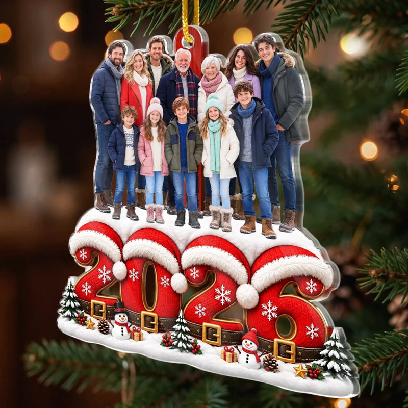 Custom Photo Christmas Family Keepsake - Personalized Acrylic Ornament