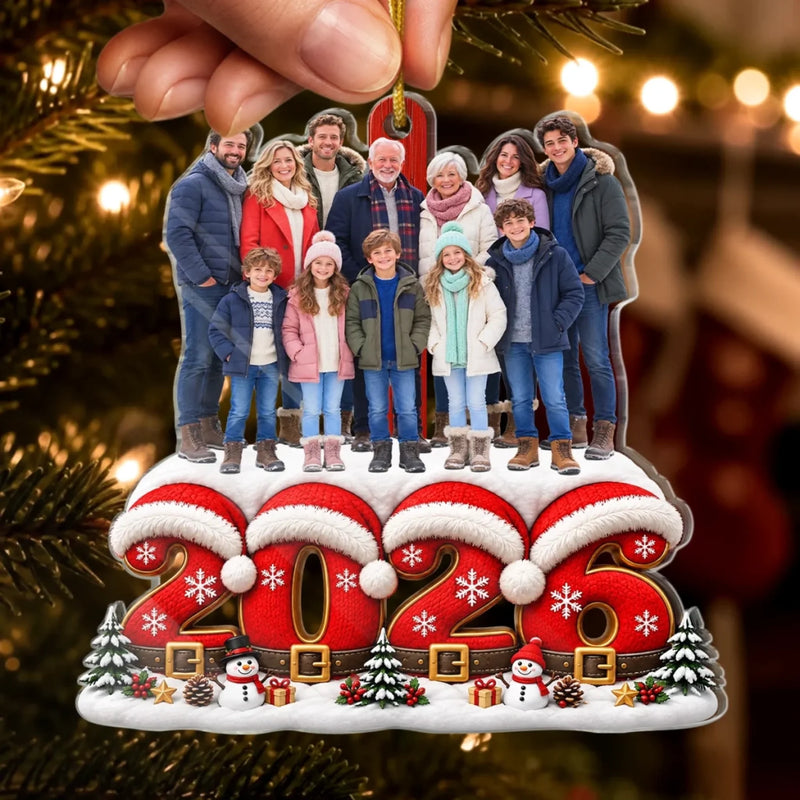 Custom Photo Christmas Family Keepsake - Personalized Acrylic Ornament