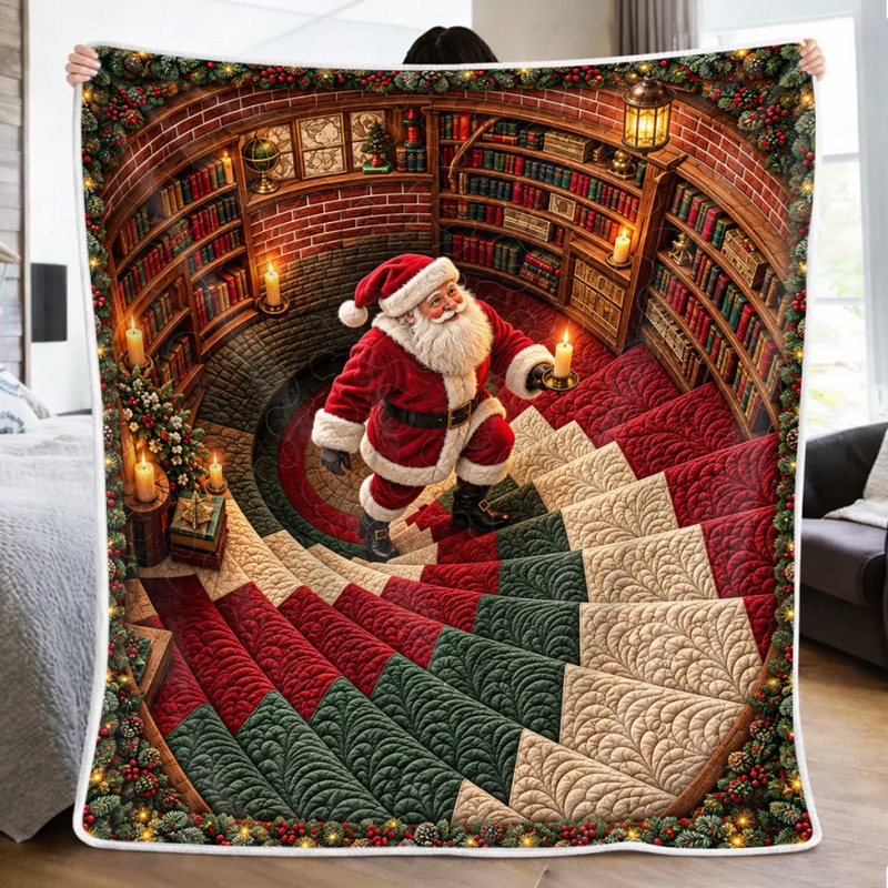 Custom Christmas Santa Library Decor - Personalized Blanket