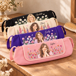 Custom Photo Name Floral Portrait Gifts for Women - Personalized Hair Tools Travel Bag