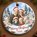 Custom Family Photo Christmas Gifts - Personalized Ceramic Ornament