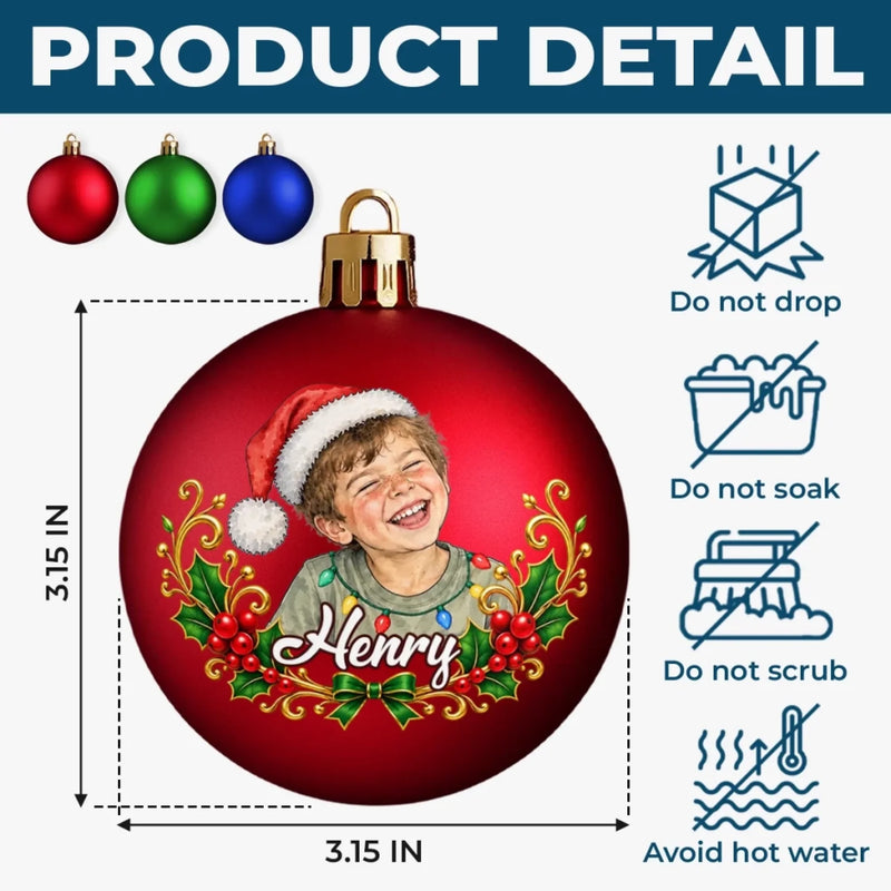 Custom Photo Christmas Gifts For Families - Personalized Full Wrap Ball Ornament