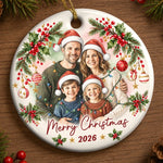 Custom Family Photo Christmas Keepsake - Personalized Ceramic Ornament