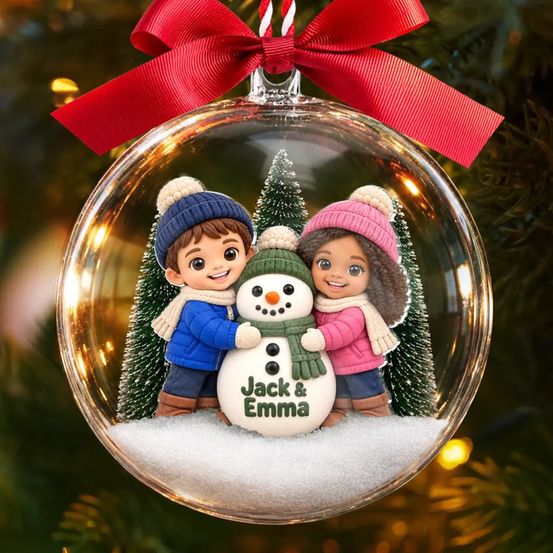 Custom Name Christmas Gifts for Kids - Personalized 3D Acrylic Ball Ornament