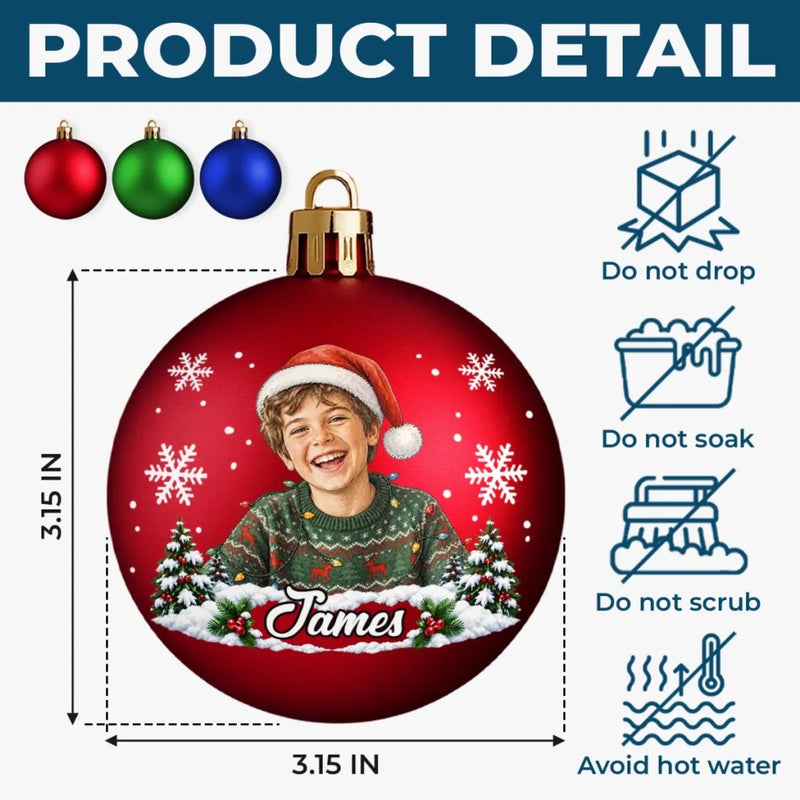 Custom Photo Christmas Gifts For Kids And Pet Lovers - Personalized Full Wrap Ball Ornament