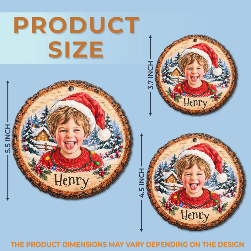 Custom Couple Christmas Photo Anniversary Gifts - Personalized Wooden Ornament