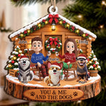 Custom Name Family and Dog Christmas Gifts For Couples, Pet Lovers - Personalized Wooden Ornament