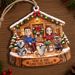 Custom Name Family and Dog Christmas Gifts For Couples, Pet Lovers - Personalized Wooden Ornament
