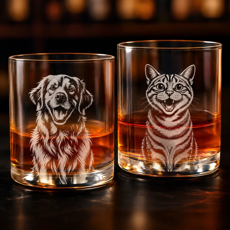 Custom Pet Photo Dog Lover Gift For Pet Lovers - Personalized Engraved Whiskey Glass