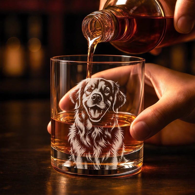 Custom Pet Photo Dog Lover Gift For Pet Lovers - Personalized Engraved Whiskey Glass