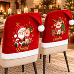 Custom Name Christmas Santa Reindeer Character Gifts for Family - Personalized Chair Cover