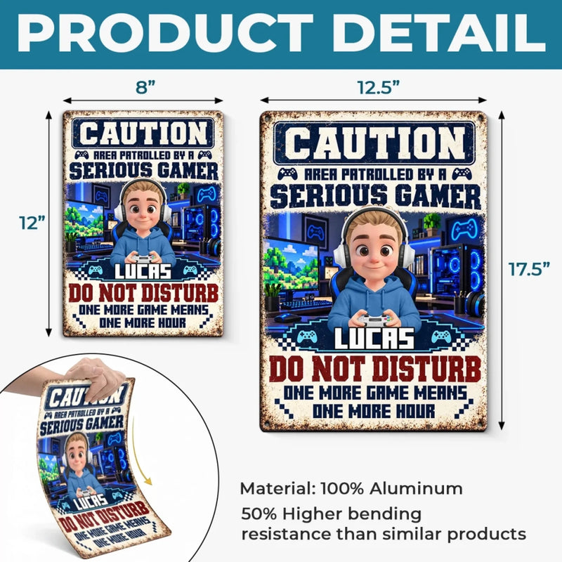 Custom Name Gamer Gifts for Kids - Personalized Metal Sign