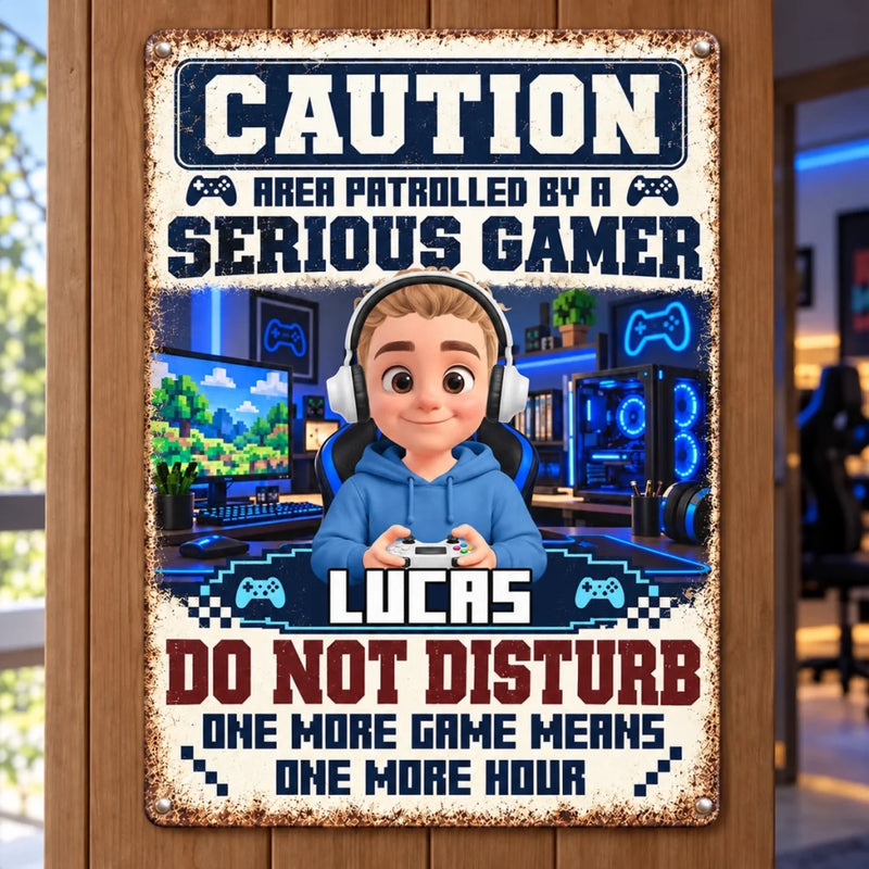 Custom Name Gamer Gifts for Kids - Personalized Metal Sign