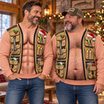 Custom Skin Tone Funny Christmas Fishing Vest Gifts for Men - Personalized Ugly Sweatshirt