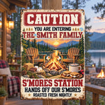 Custom Name S'mores Station Family Campfire Decor - Personalized Metal Sign
