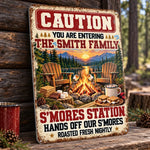 Custom Name S'mores Station Family Campfire Decor - Personalized Metal Sign