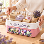Custom Name Lavender Soap And Bath Gifts - Personalized Storage Basket
