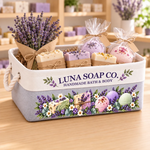 Custom Name Lavender Soap And Bath Gifts - Personalized Storage Basket