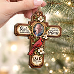 Custom Photo Memorial Dad Christmas Decor - Personalized Wooden Ornament