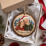 Custom Couple Christmas Photo Anniversary Gifts - Personalized Wooden Ornament