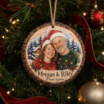 Custom Couple Christmas Photo Anniversary Gifts - Personalized Wooden Ornament