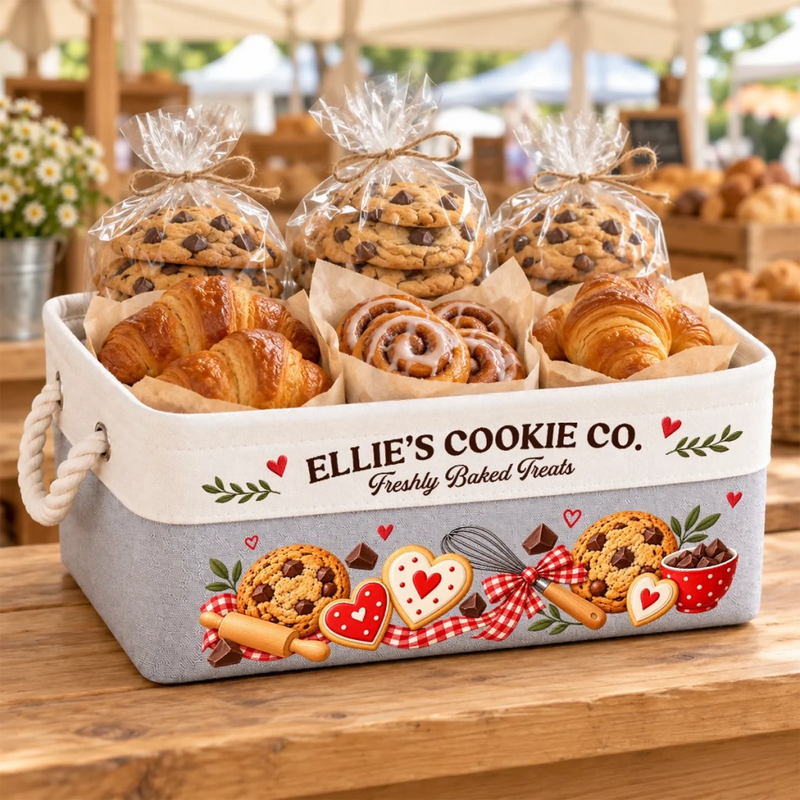 Custom Name Cookie Bakery Gifts - Personalized Storage Basket