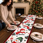 Custom Name Christmas Snowman Gifts For Family - Personalized Table Runner